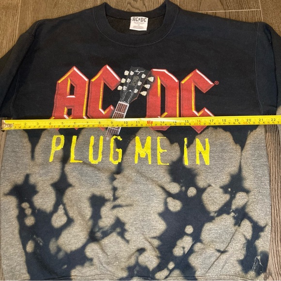 3 for$15 AC/DC Men's Plug Me In Sweatshirt Bleached Tie Dye Sweater Size - Picture 8 of 10